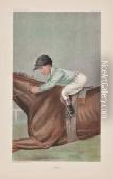 A Good Group Of Jockeys Oil Painting - Leslie Ward