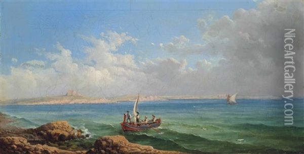 The Sea Approach To Marsa Scirocco, Malta Oil Painting - Girolamo Gianni