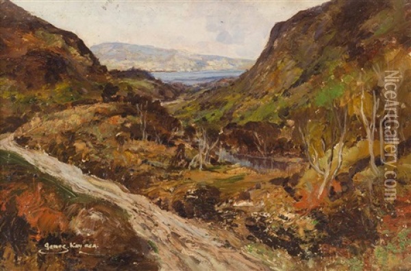 A Road Through The Glen Oil Painting - James Kay