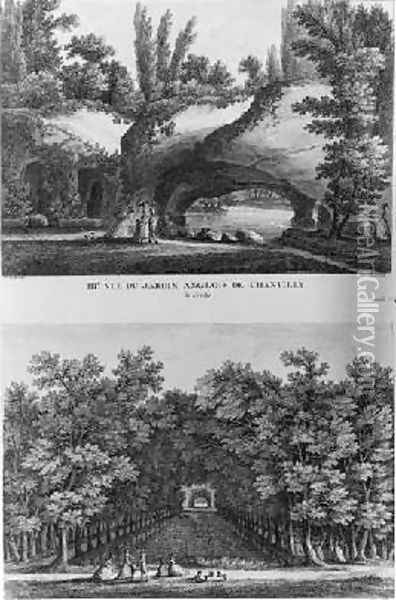 Two views of Chantilly the grotto of the English landscaped garden and the head of the Grand Canal Oil Painting - Lacombe