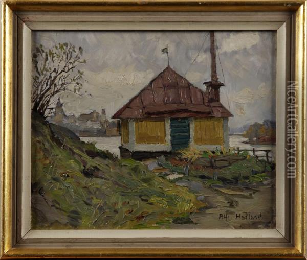 Gamla Tullhuset Pabeckholmen - Stockholm Oil Painting - Alfred Hedlund