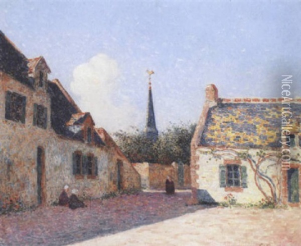 Place Du Village Oil Painting - Ferdinand du Puigaudeau