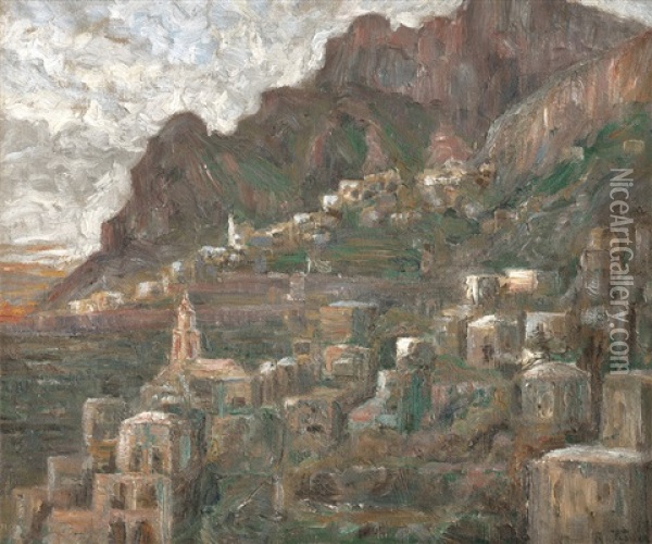 Ansicht Von Positano Oil Painting - Rudolf Christopher Puggard Tegner
