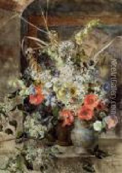 Straus Mit Wiesenblumen Oil Painting - Marie Egner