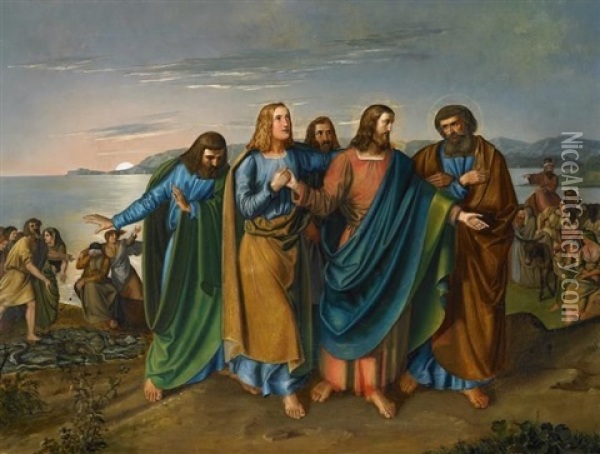 Christus Nach Dem Fischzug Mit Den Ersten Jungern Oil Painting - Karl Wilhelm Friedrich Oesterley