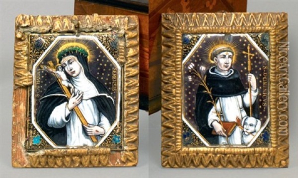 Saint Dominique (+ Sainte Catherine De Sienne; Pair) Oil Painting - Jacques Laudin the Younger