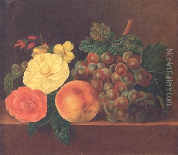 Blomster Og Frugter Pa Karm Oil Painting - Carl Vilhelm Balsgaard