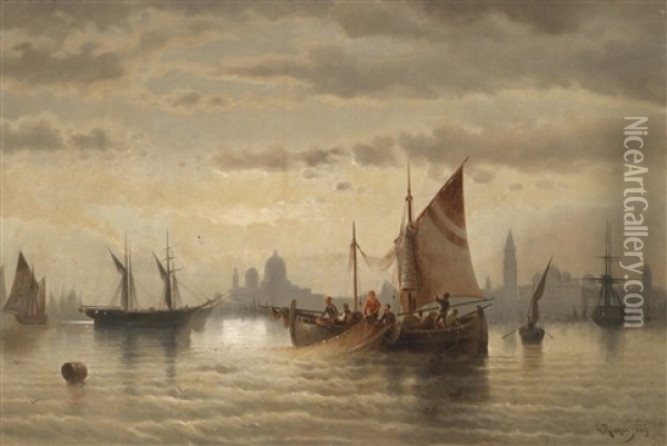 Segelschiffe Vor Venedig Oil Painting - Albert Rieger