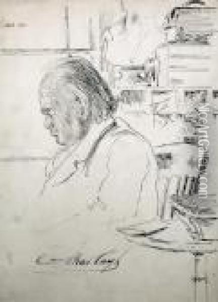 Head & Shoulder Portrait Of Charles Bradlaugh Oil Painting - Walter Richard Sickert