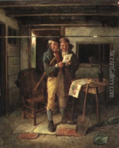 Paddy's Valentine Oil Painting - Charles Hunt the Younger