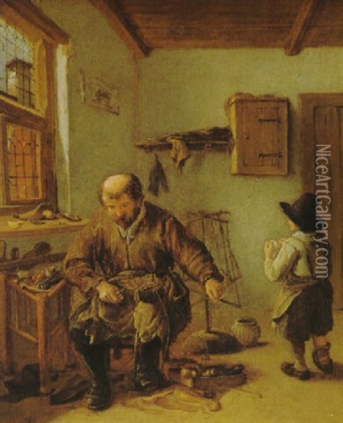 Der Schuster In Seiner Werkstatt Oil Painting - Quiringh Gerritsz van Brekelenkam