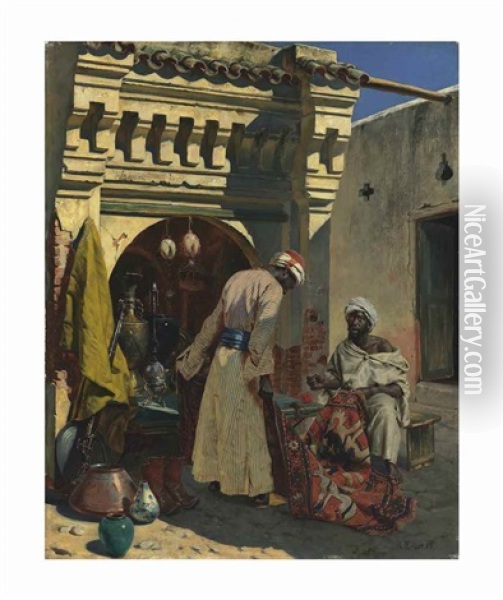 The Rug Merchant Oil Painting - Rudolf Ernst