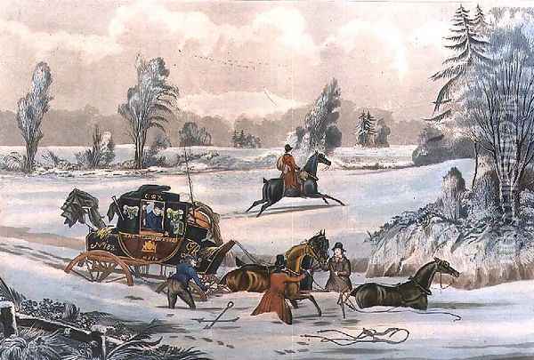 The Mail Coach in a Drift of Snow Oil Painting - James Pollard