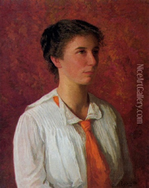 Junge Frau In Weiser Bluse Oil Painting - Richard (W. D.) von Hagn
