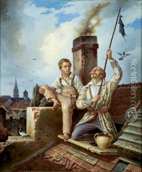 Le Colombophile Oil Painting - Eduard Karl Gustav Lebrecht Pistorius