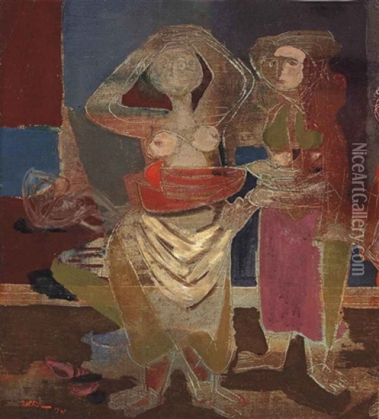 Bathers Oil Painting - Jankel Adler