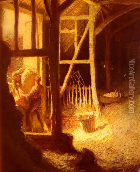 The Barn Door Oil Painting - Sandor Nagy