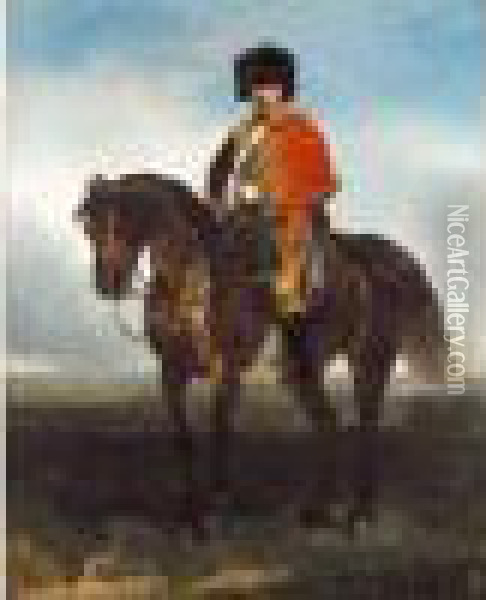 Chasseur A Cheval De La Garde Imperiale En Tenue De Campagne. Oil Painting - John Lewis Brown