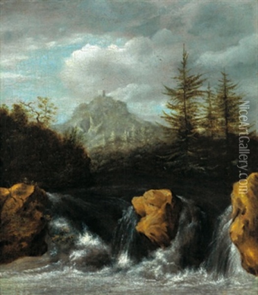 Wasserfall Im Gebirge Oil Painting - Jacob Van Ruisdael