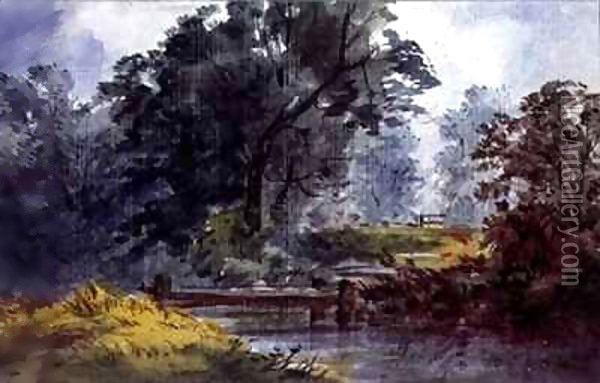 Landscape, with stream and tree Oil Painting - William Roxby Beverly
