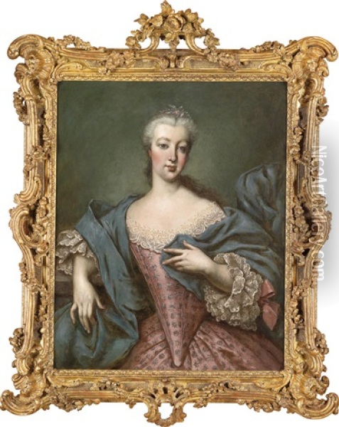 Portrat Einer Eleganten Dame Oil Painting - Jean Marc Nattier