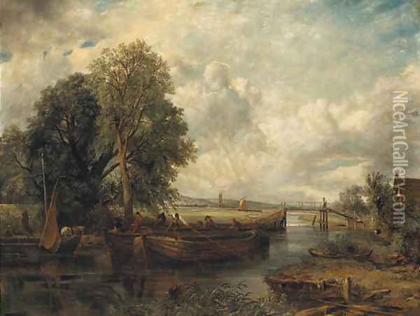 View on the Stour near Dedham Oil Painting - Frederick Waters Watts