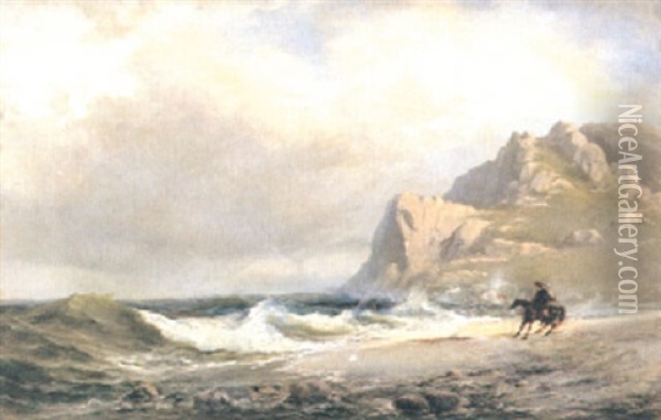 Ryttare Pa Strand Oil Painting - Daniel Hermann Anton Melbye