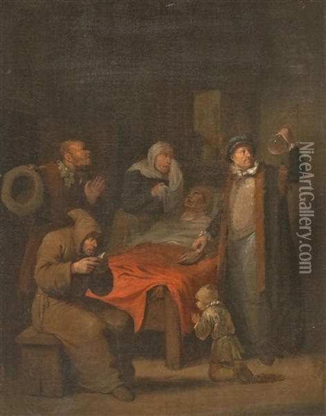 Der Arzt Am Krankenbett Oil Painting - Egbert van Heemskerck the Elder