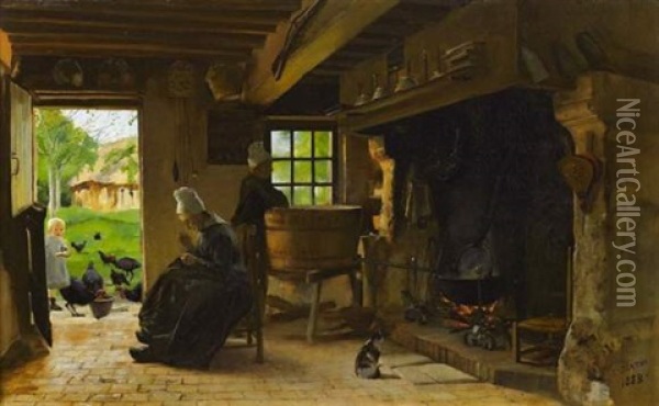 L'interieur De M. Retou Oil Painting - Edouard Joseph Dantan
