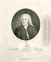Portrait of Johann Sebastian Bach (1685- - V. Weger as art print