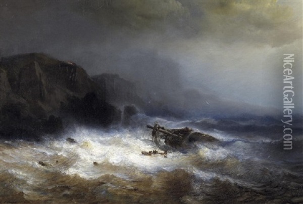 Schiffbruch Auf Sturmischer See Vor Der Kuste Oil Painting - Paul Jean Clays
