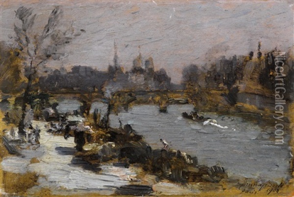The Seine In Paris Oil Painting - Emma Ciardi