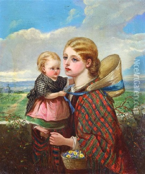 Woman And Child Oil Painting - Charles Baxter