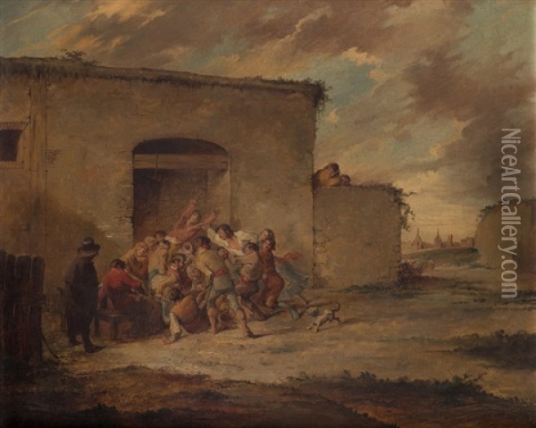 Pelea A La Puerta De Una Venta Oil Painting - Leonardo Alenza Y Nieto