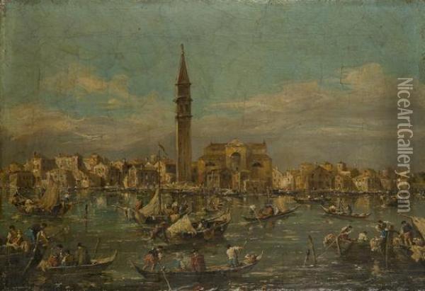 Coppia Di Vedute Di Venezia Oil Painting - Francesco Guardi