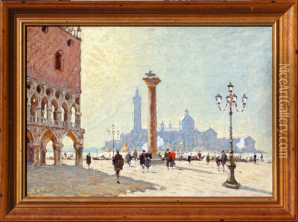 Place Saint Marc Oil Painting - Sophus Theobald Levinsen