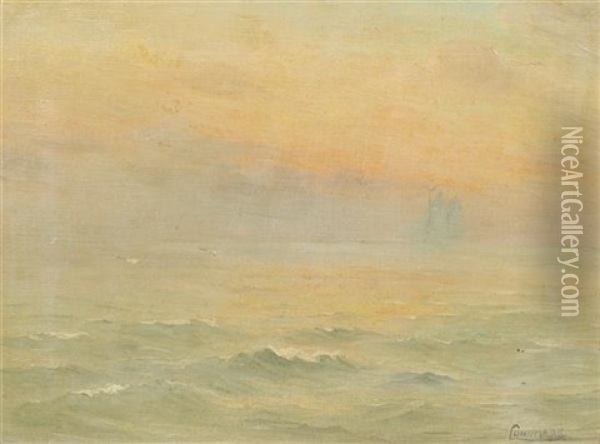 Fog At Sea Oil Painting - Leon Lundmark