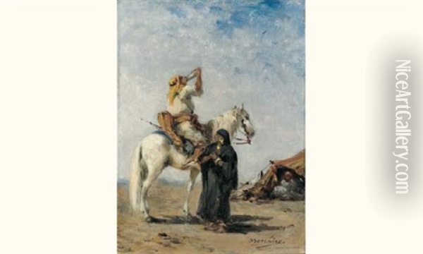 La Halte Dans Le Desert Oil Painting - Narcisse Berchere