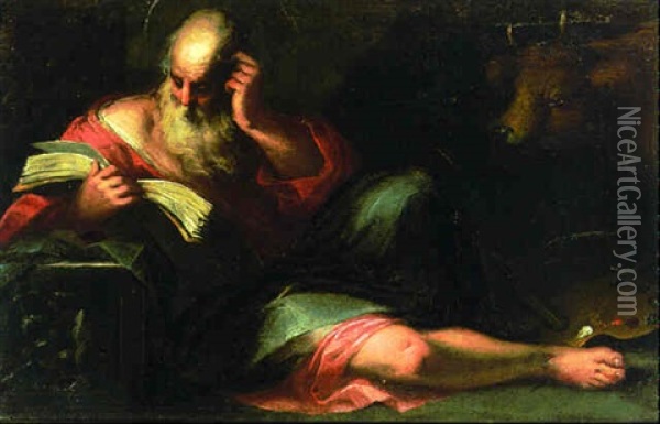 St. Luke Oil Painting - Jacopo Palma il Giovane