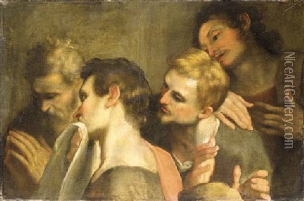 The Heads Of Four Disciples At The Last Supper Oil Painting - Federico Barocci