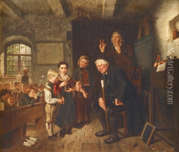 The School Examination Oil Painting - Friedrich Hiddemann