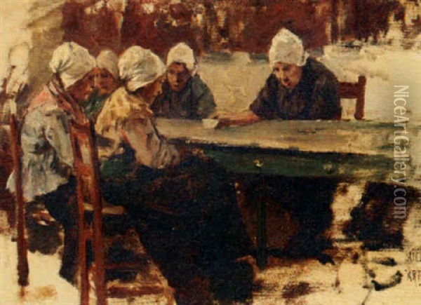 Peasant Women Oil Painting - David Adolf Constant Artz