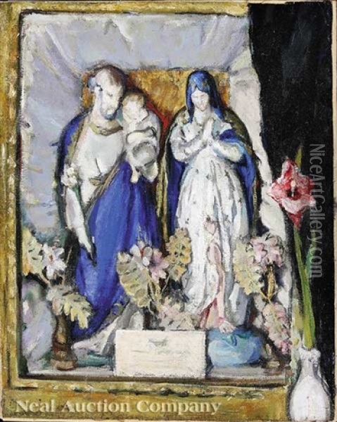 Devotional Still Life: The Holy Family Oil Painting - Anne Wilson Goldwaite