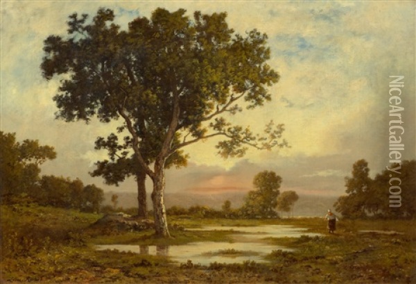 The Setting Sun Oil Painting - Leon Richet