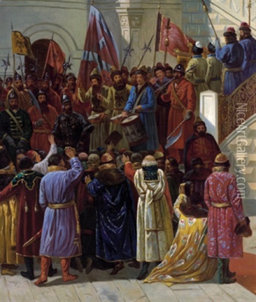 Szene Am Russischen Hof Im 16. Jahrhundert Oil Painting - Pierre Jan van der Ouderaa