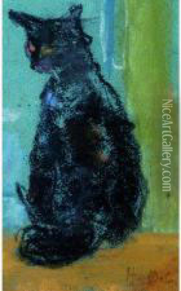 Le Chat Noir Oil Painting - Henriette Deloras