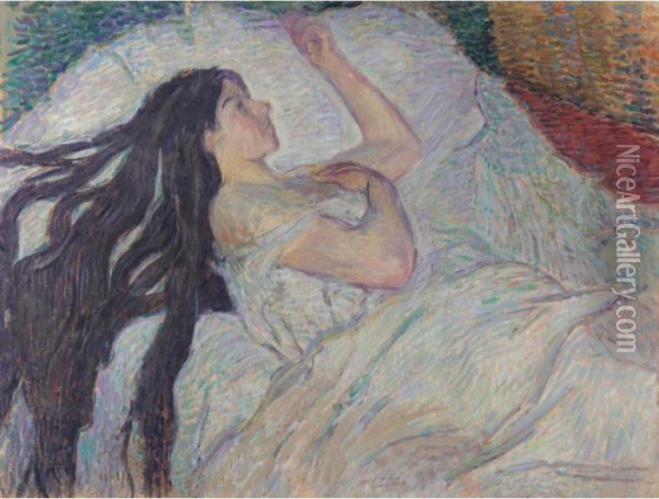 Lady In Bed Oil Painting - Nikolai Aleksandrovich Tarkhov