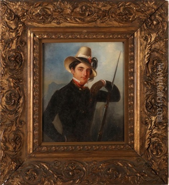 Portrait Of Lodovico Mancini Oil Painting - Domenico Induno