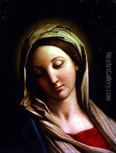 The Madonna Oil Painting - Francesco de' Rossi (see Sassoferrato)