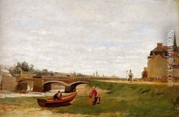 Landscape with a Bridge Oil Painting - Stanislas Lepine